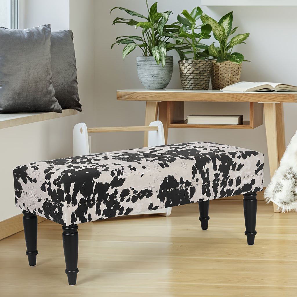 Cow Hide decorative accent bench