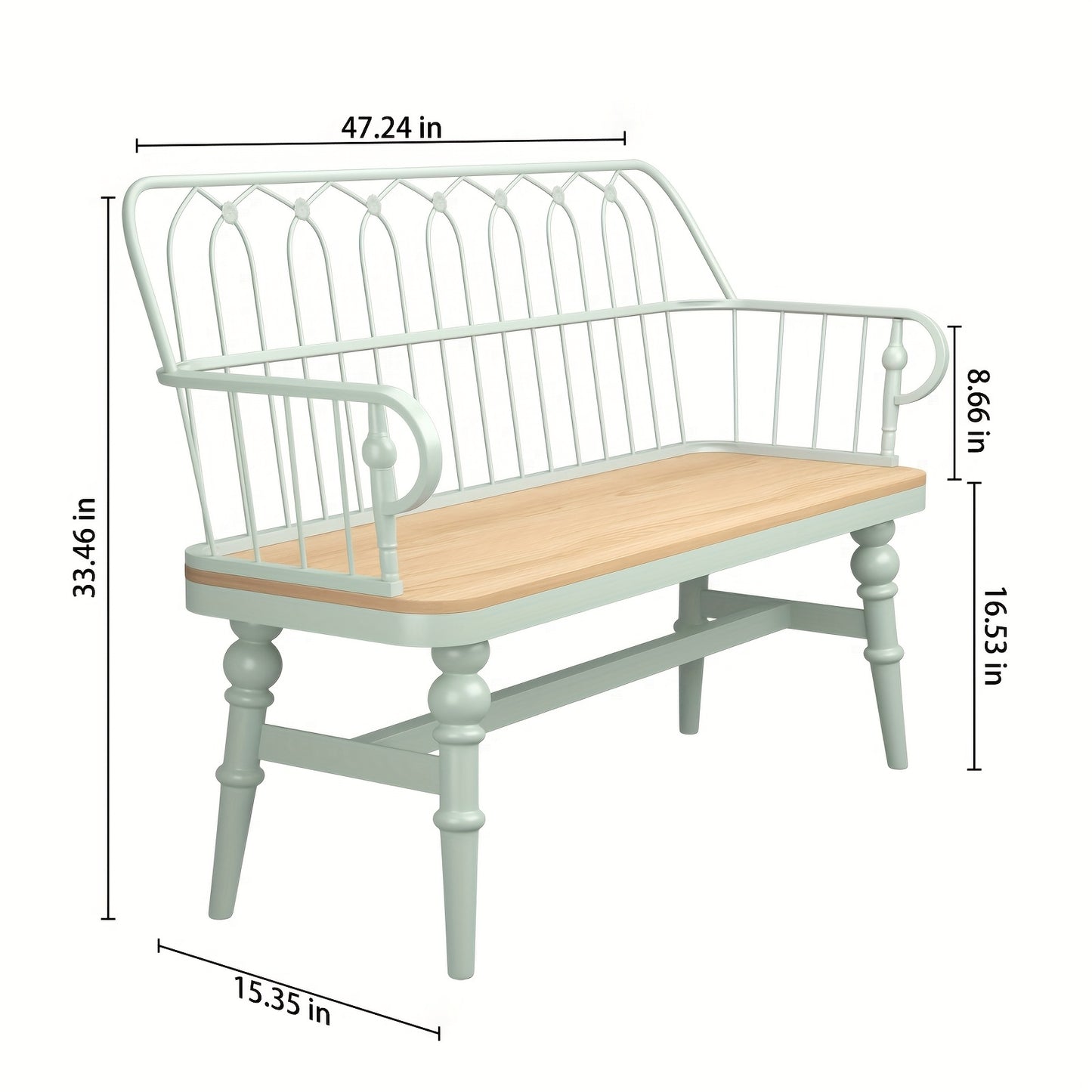 Farmhouse Spindle Back Wooden Bench