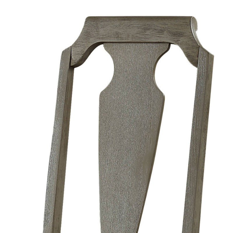 • “Weathered Oak Open - Back Side Chairs – Set of 2 (Beige Upholstery)” - solid wood furniture by Chic Woods