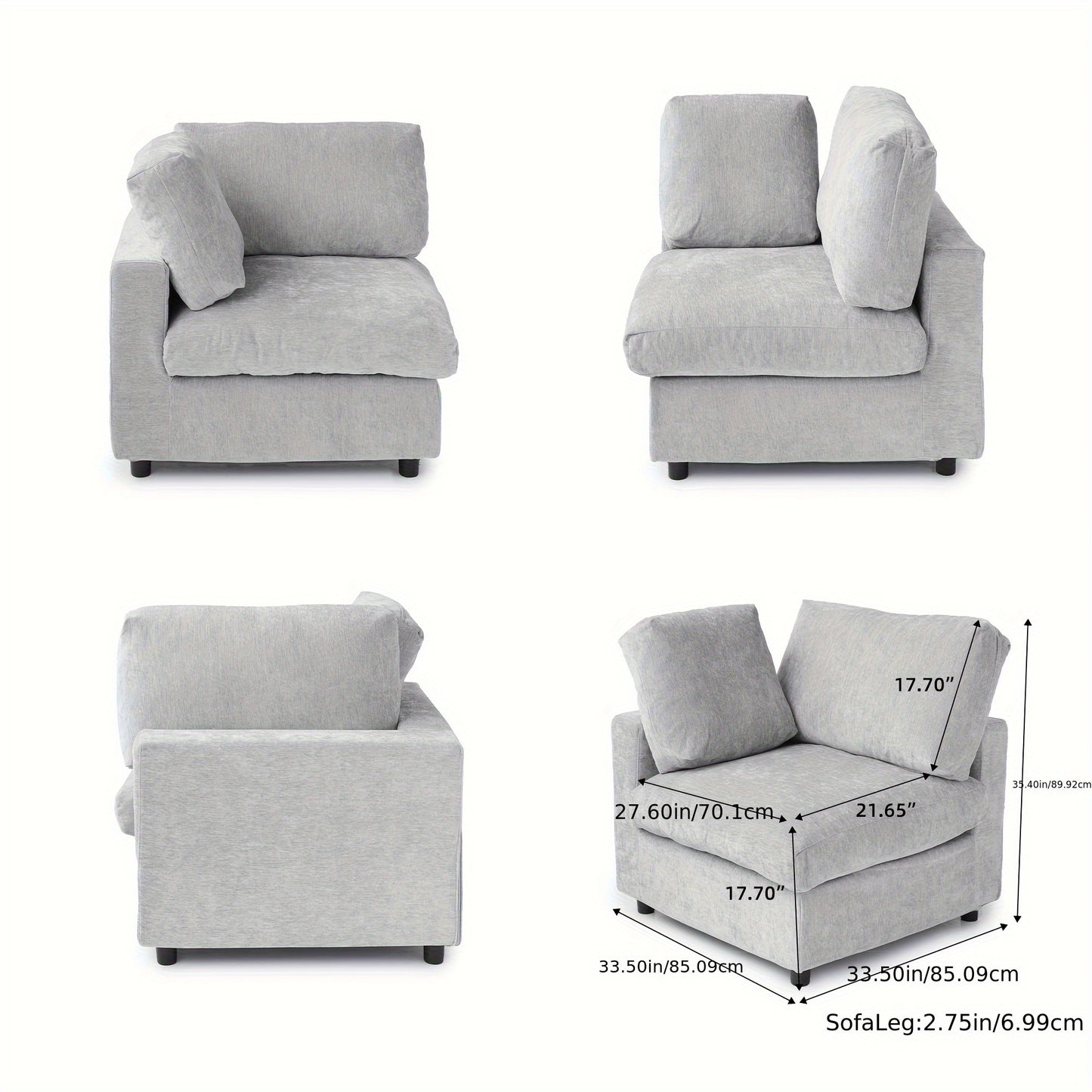 Montclair 134” Modular Lounge Sofa | Oversized L-Shape with Ottoman