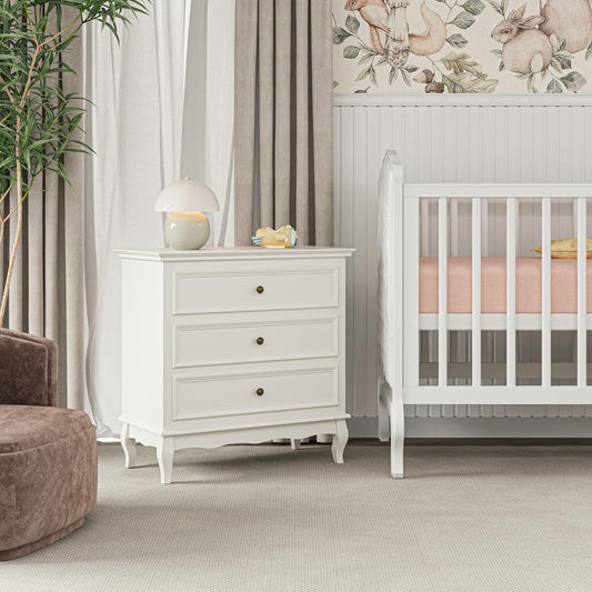 Aurelia Modern White 3-Drawer Dressers – Set of 2 | Gold Pulls