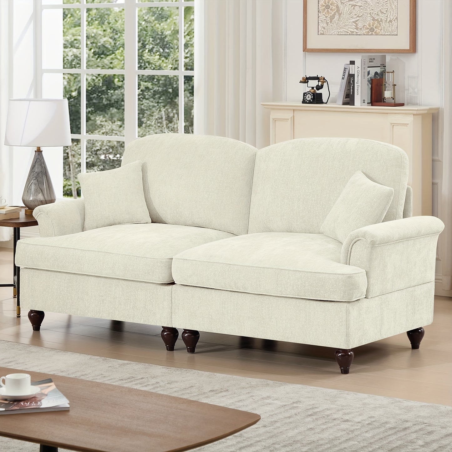 76.4 Inch Chenille Modular Sectional Sofa - 2-Seat L-Shaped Couch with Detachable Ruffled Skirt, Plush Foam Cushions & Hardwood Frame, Comfy Deep Seat, Retro Modern Design for Living Room & Apartment, Easy Assembly, Durable &