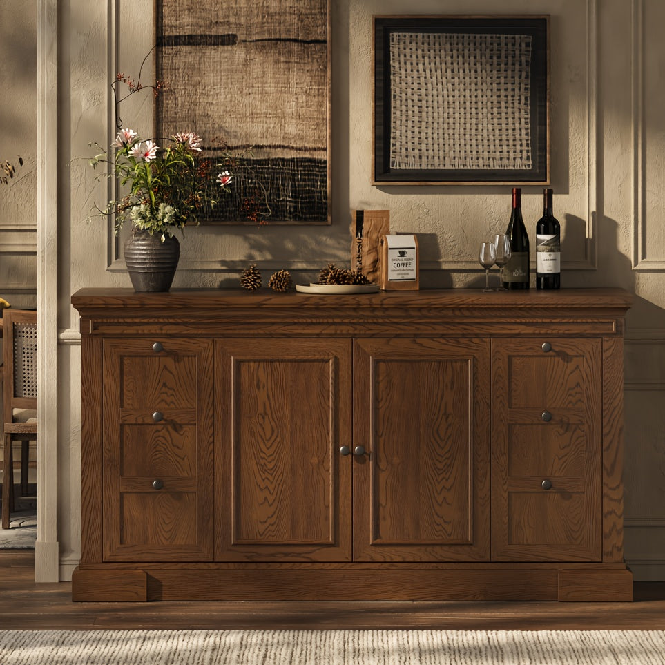 Heritage Farmhouse Buffet Cabinet – 63" Wooden Sideboard with Drawers & Doors