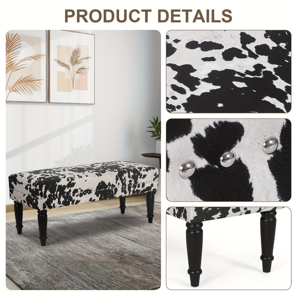 Cow Hide decorative accent bench