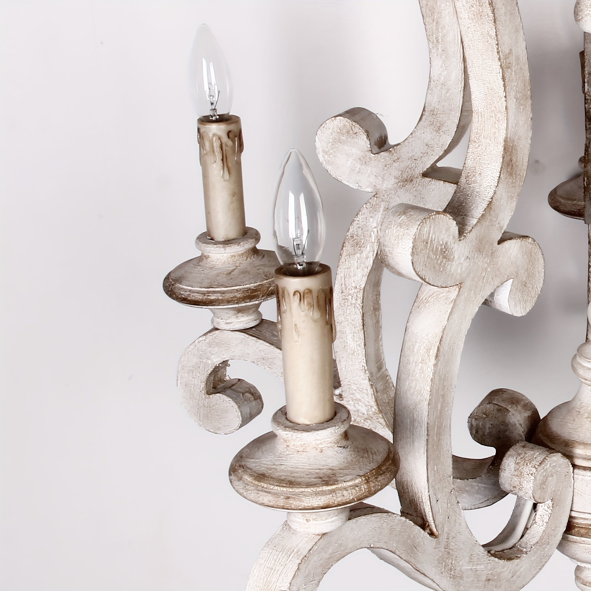 5-Light Antique White Farmhouse Dry rated Chandelier