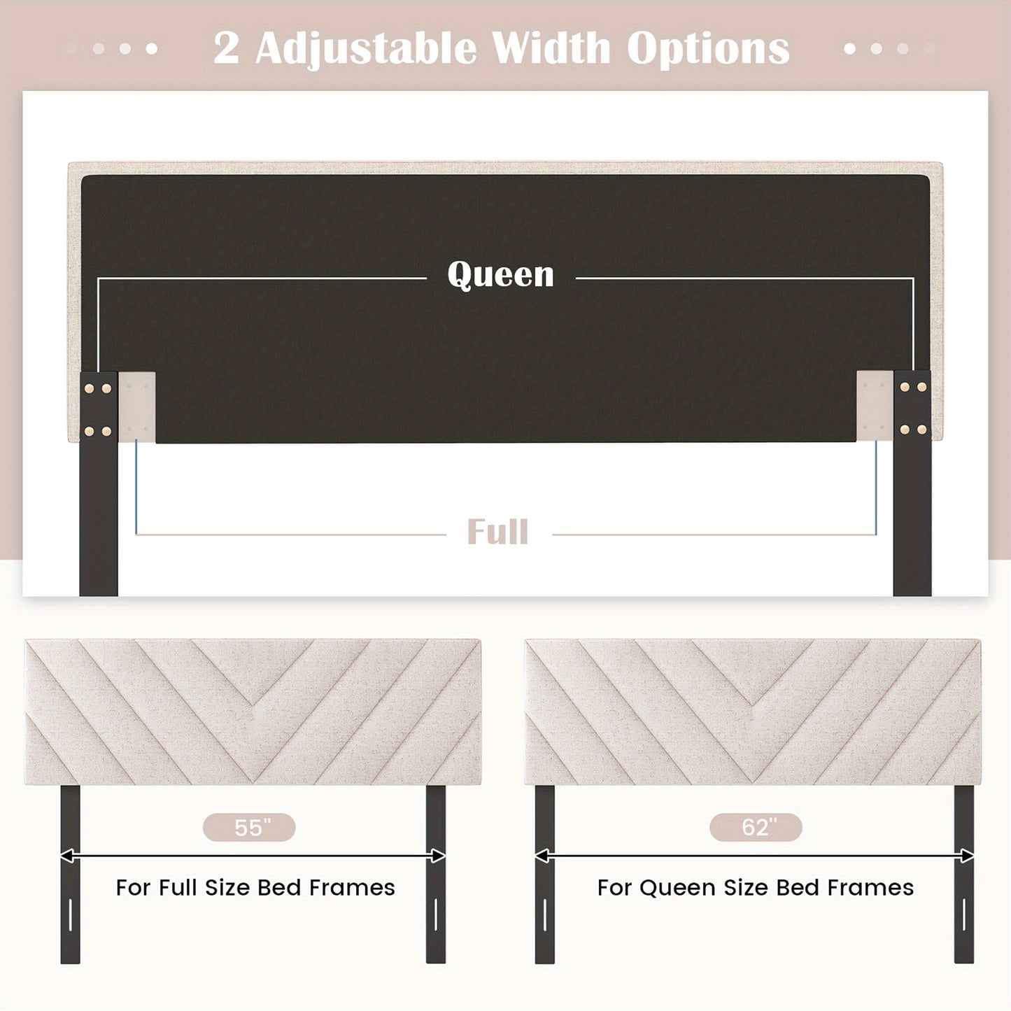 Linen Upholstered Queen Headboard – Beige