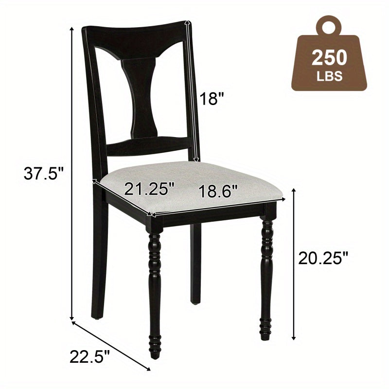 Madeline - 6-Piece Farmhouse Dining Chair Set- Upholstered, Solid Wood Legs, Vintage Look