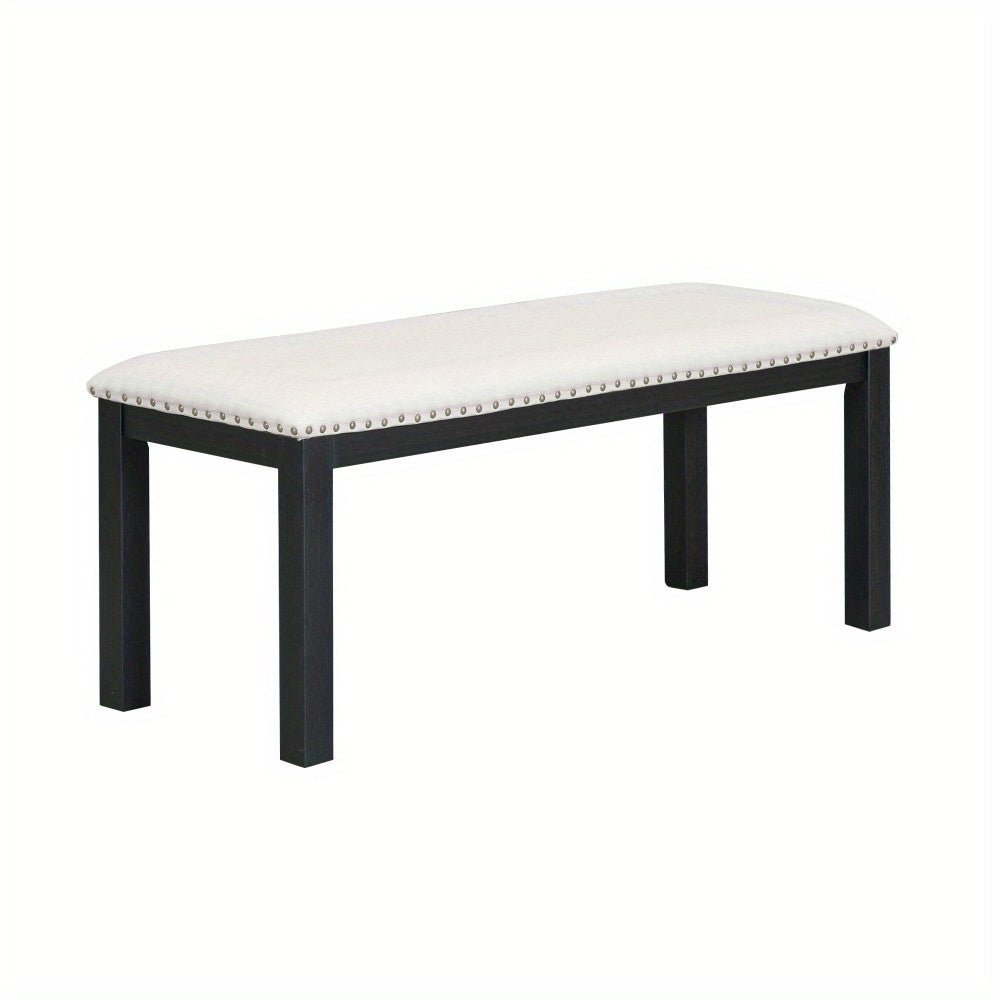 Thompson 6 - Piece Farmhouse Dining Set - 82" Extendable Table with Footrest, 4 Upholstered Chairs & Bench, Natural beige Cushions - solid wood furniture by Chic Woods