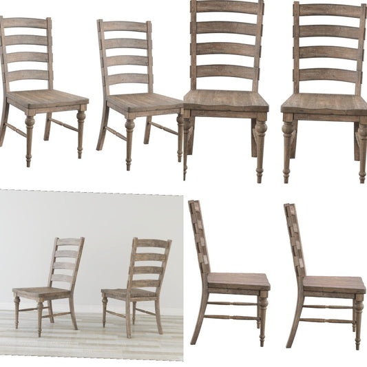 Neutral Taupe Ladderback Dining Chairs – Set of Two