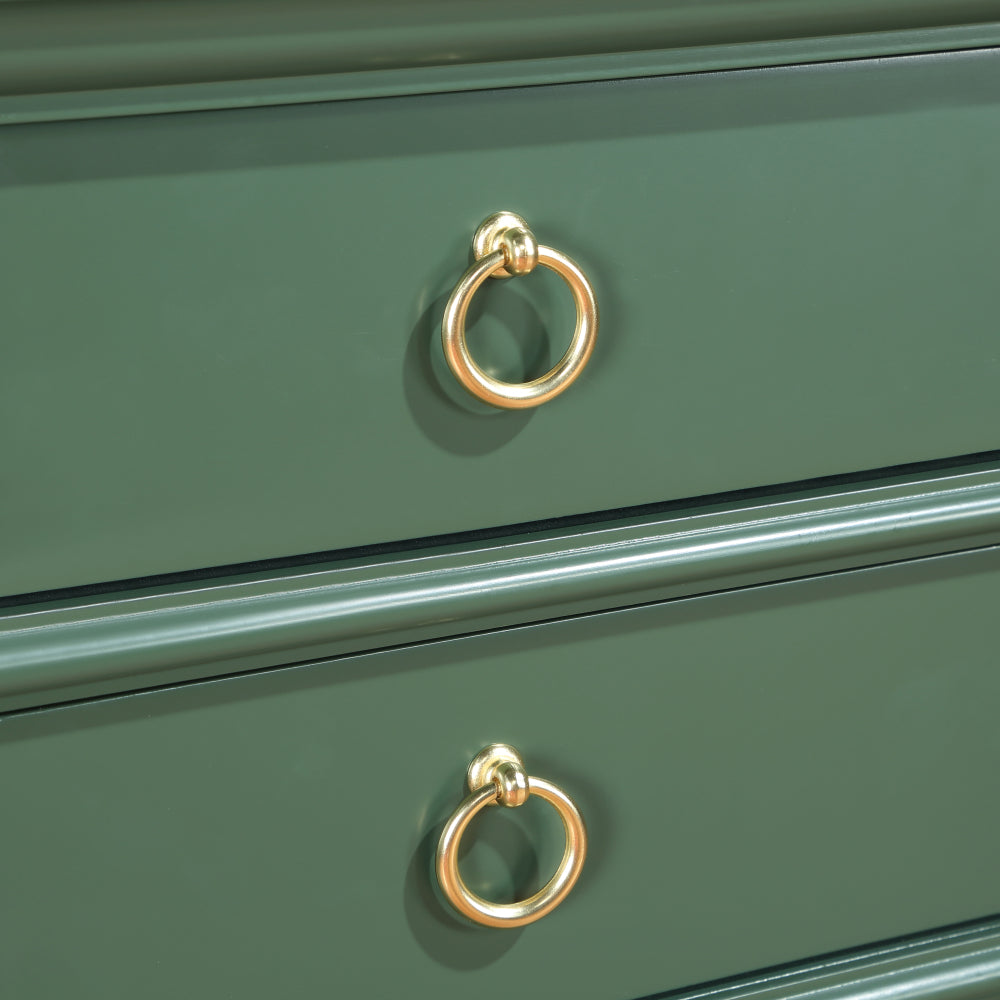 Evermere Vintage Green Nightstand | Tray-Top 2-Drawer Design