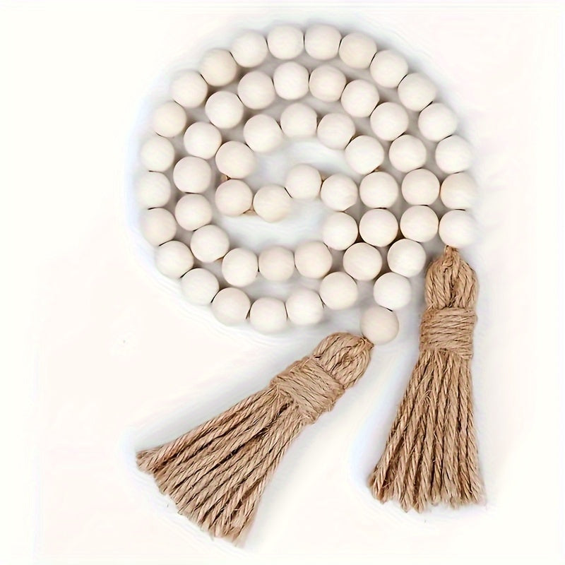 Boho Wooden Bead Garland with Tassels
