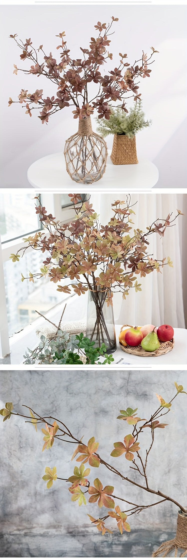 Artificial Flowers Bouquet set of 3 branches
