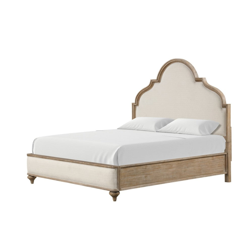 Oakridge Rustic Oak King Bed | Solid Wood Upholstered Frame