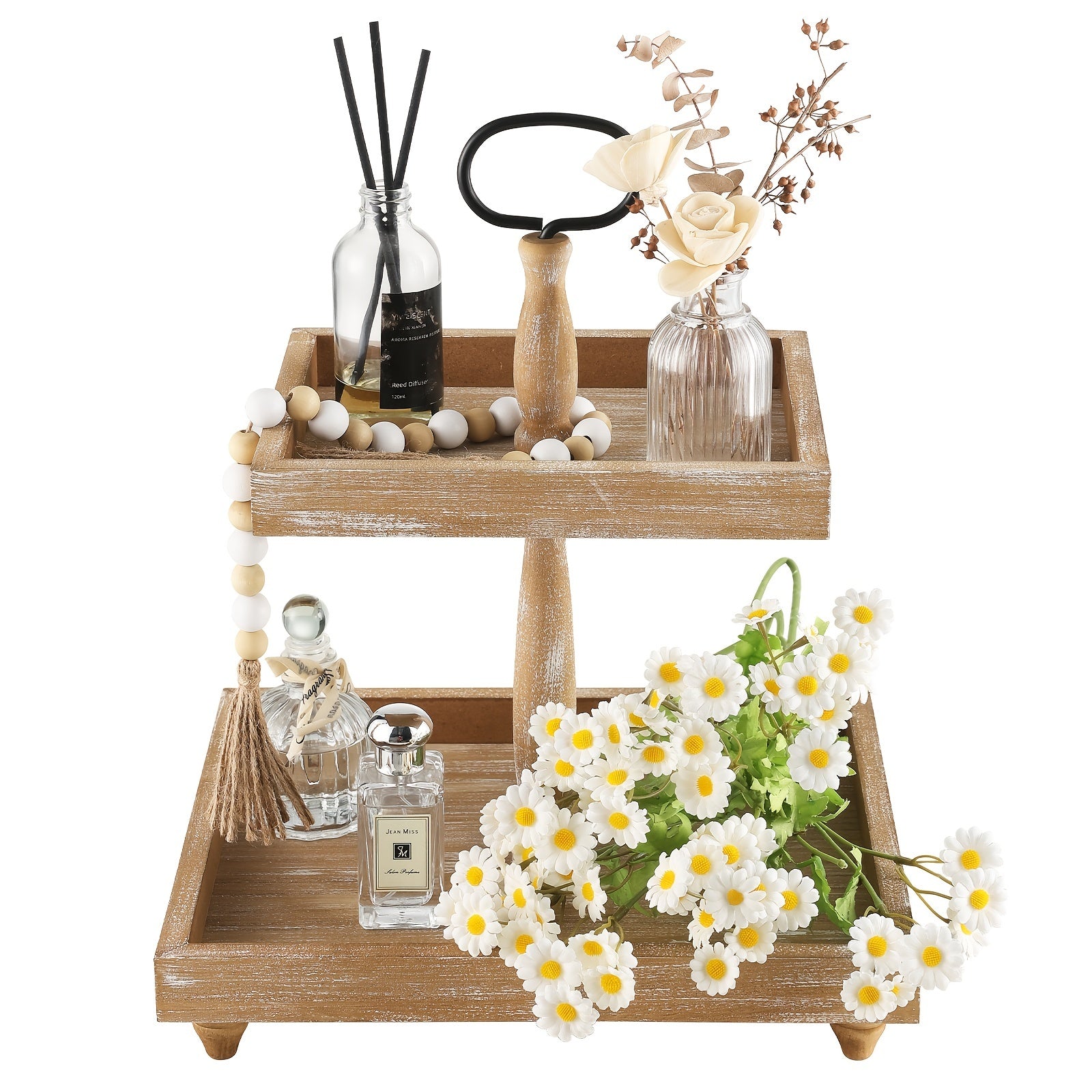 Farmhouse Wooden 2 Tiered Tray