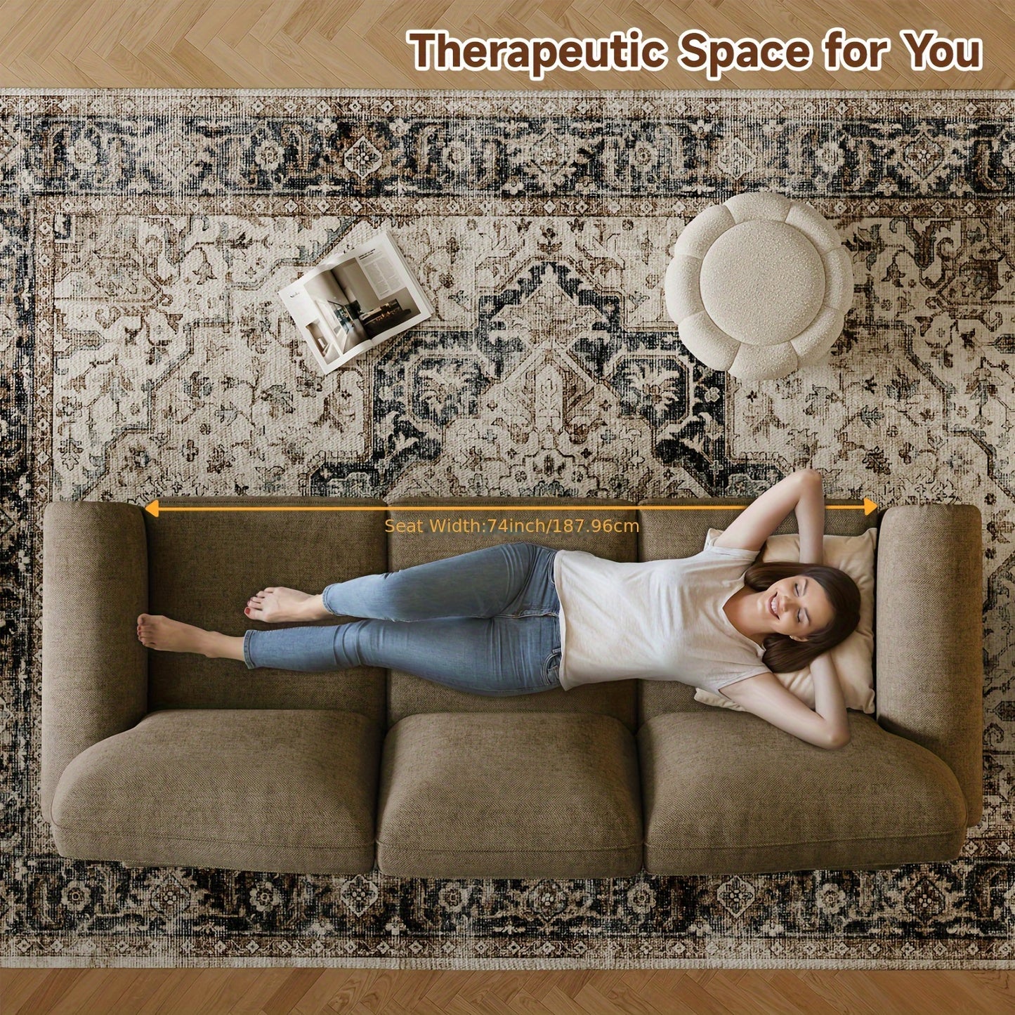 Bradford 90” Traditional Chenille Sofa | Rolled Arms & Nailhead Trim
