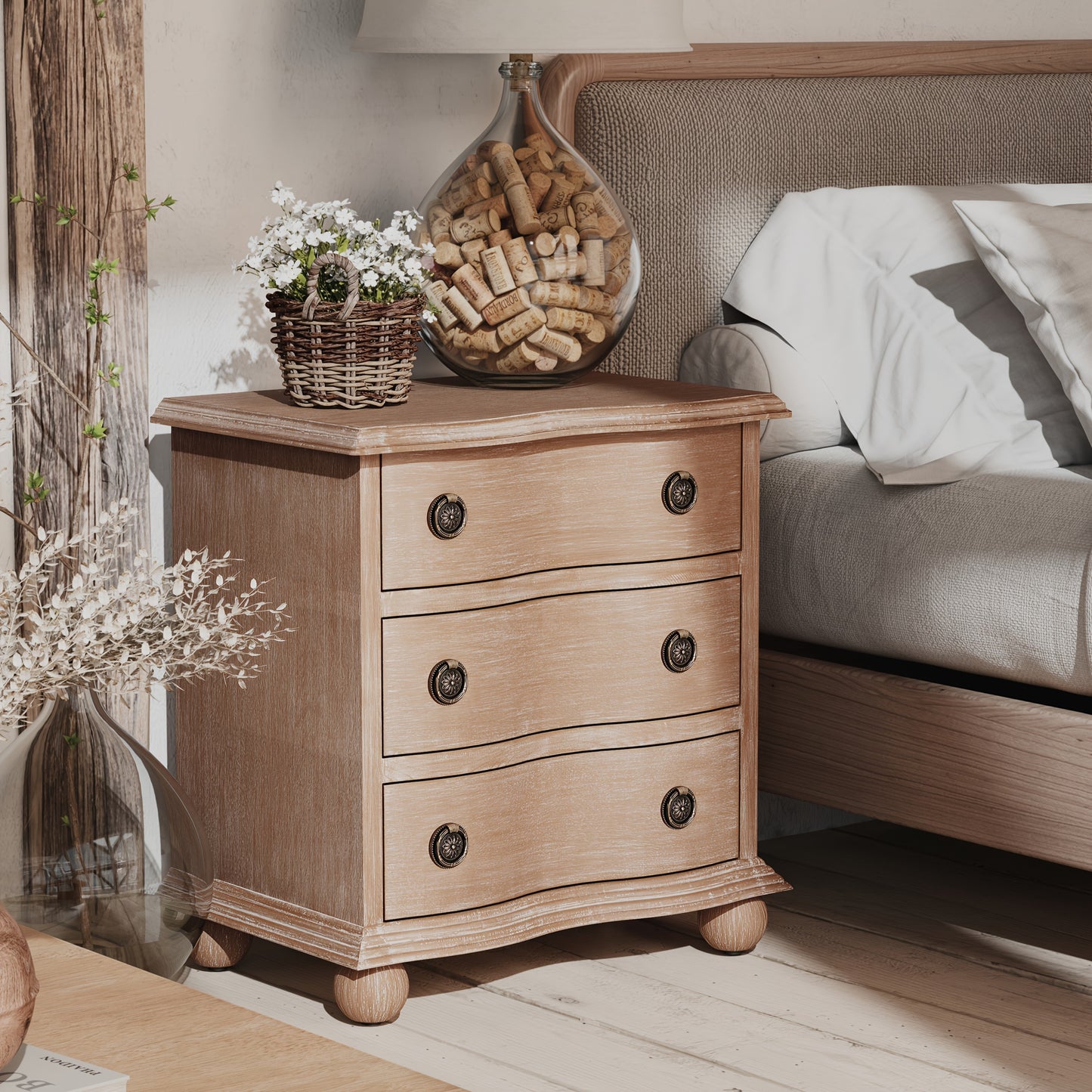 Harrington Farmhouse 3-Drawer Nightstand