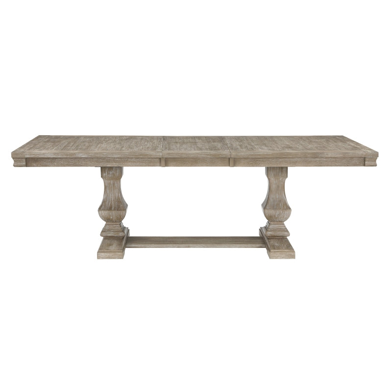 Traditional Style 7pcs Dining Set Table with Extension Leaf and 6x Side Chairs Brownish Gray Finish Wooden Dining Kitchen Furniture