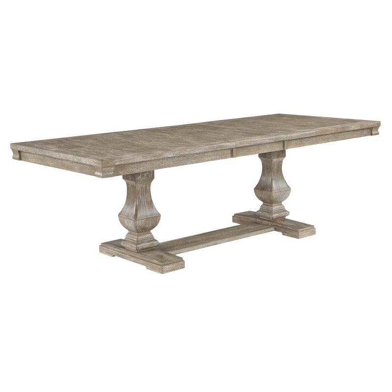 Traditional Style 7pcs Dining Set Table with Extension Leaf and 6x Side Chairs Brownish Gray Finish Wooden Dining Kitchen Furniture