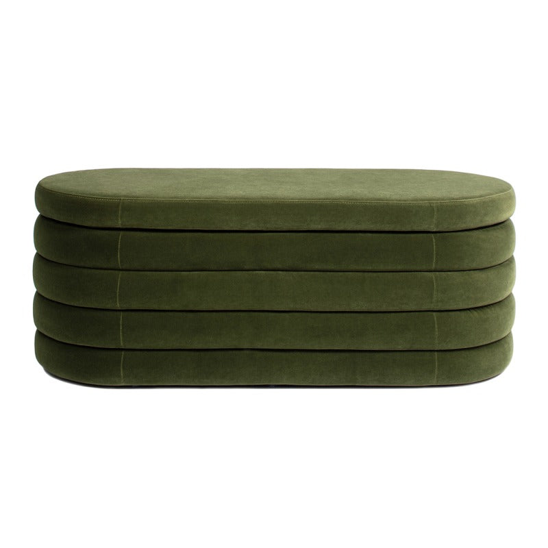 Sienna 49” Oval Bouclé Storage Bench | Hinged Lid Seating