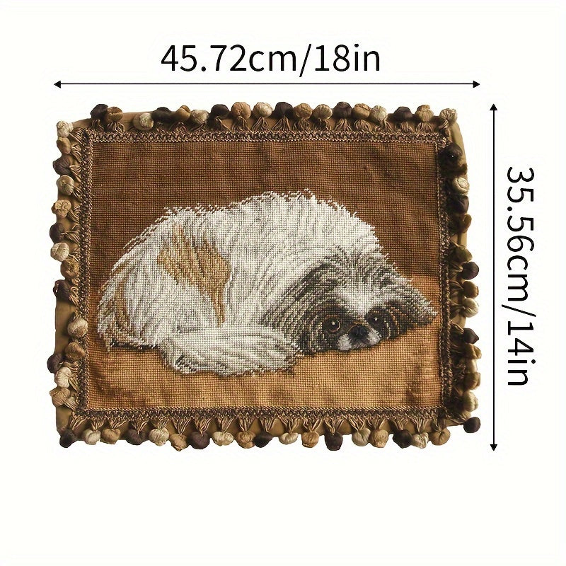 Decorative Needlepoint Hand-Embroidered Wool Throw Pillow