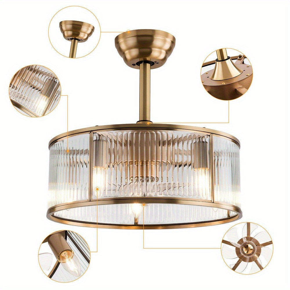 Aveline 5-Light Antique Gold Ceiling Fan Chandelier