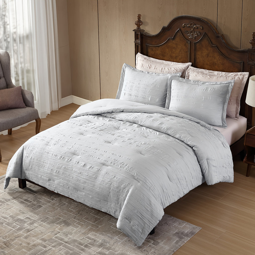 ClevaHome Embossed Comforter Set – Lightweight 2/3-Piece Bedding Set for All Seasons, Ultra-Soft Brushed Polyester Quilt – Machine Washable,