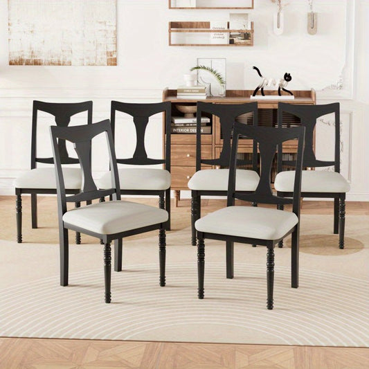 Madeline - 6 - Piece Farmhouse Dining Chair Set - Upholstered, Solid Wood Legs, Vintage Look - solid wood furniture by Chic Woods