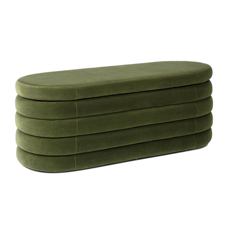 Sienna 49” Oval Bouclé Storage Bench | Hinged Lid Seating