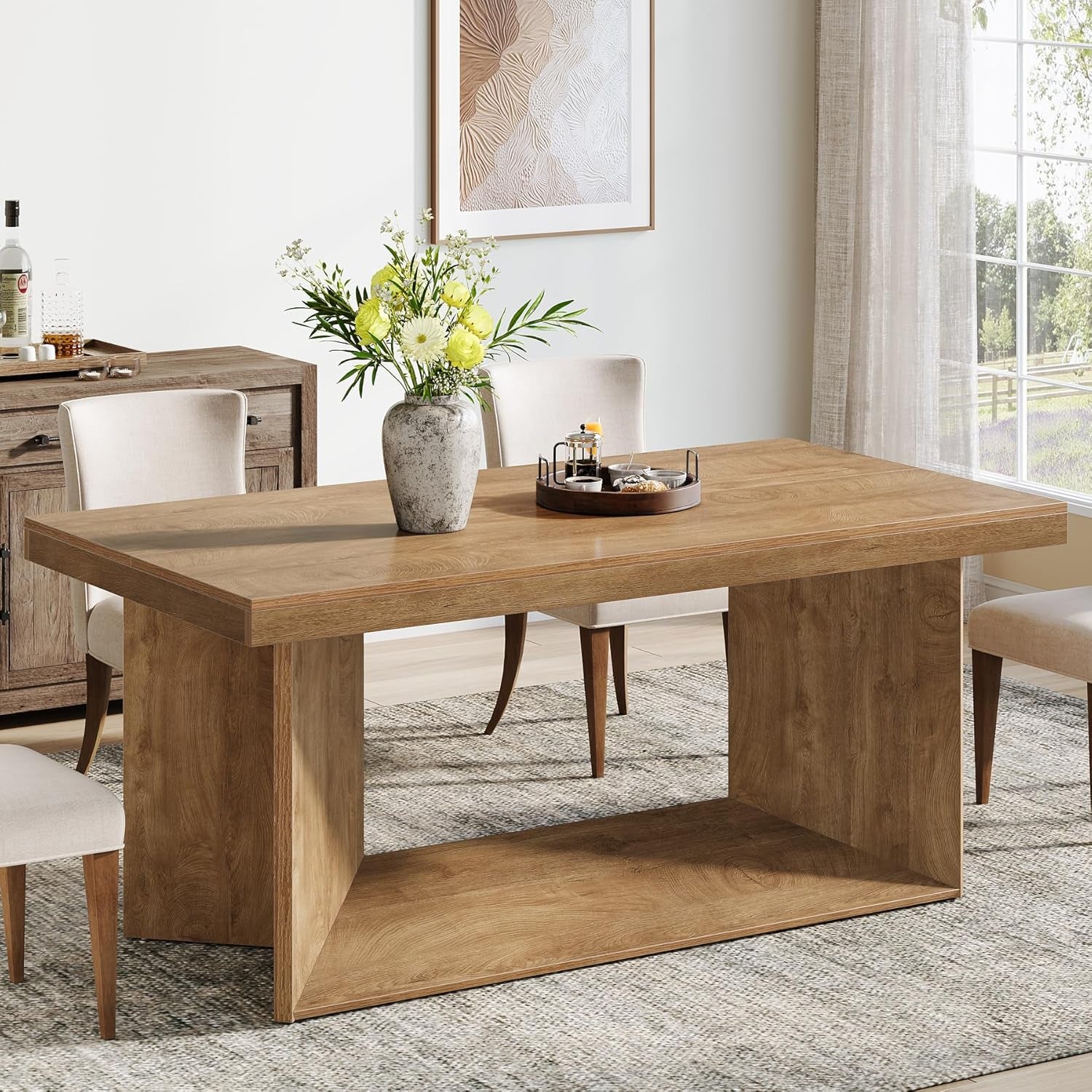 Hawthorne Farmhouse Dining Table – 63” Rustic Brown