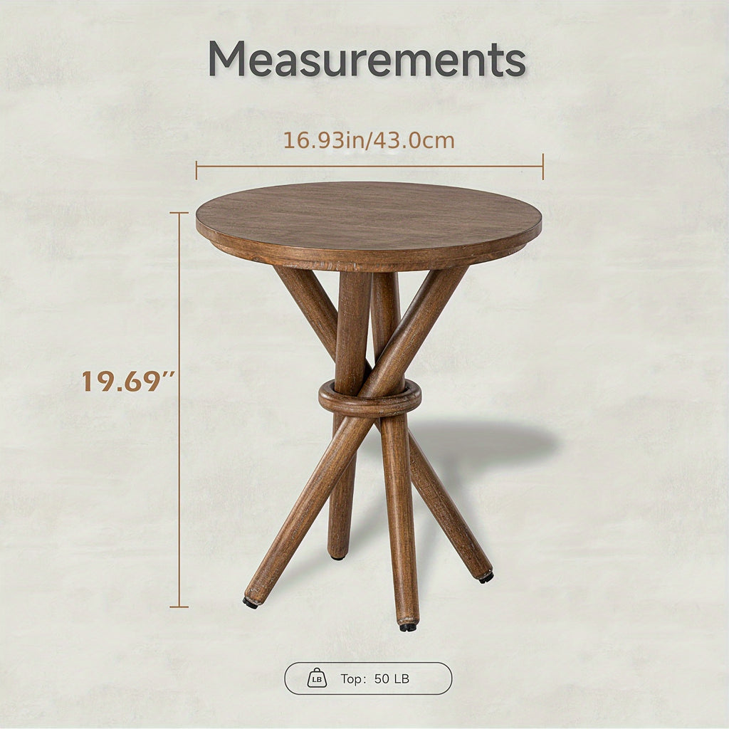 Farmhouse Round Wood End Table
