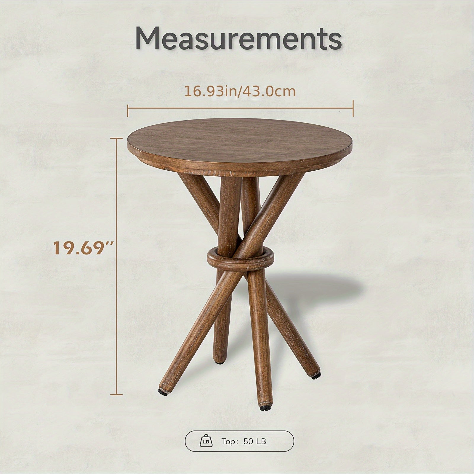 Farmhouse Round Wood End Table