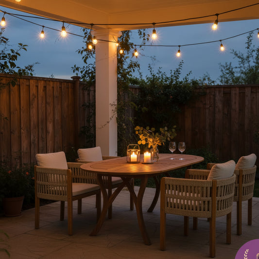 5pcs Outdoor Lovewood Dining Table And Chairs, 4pcs Club Art Rope Woven Dining Chairs with Waterproof Seat Cushions, 1 Curved Terrace Dining Table, Stylish And Modern Backyard Garden Coffee Table And Chairs
