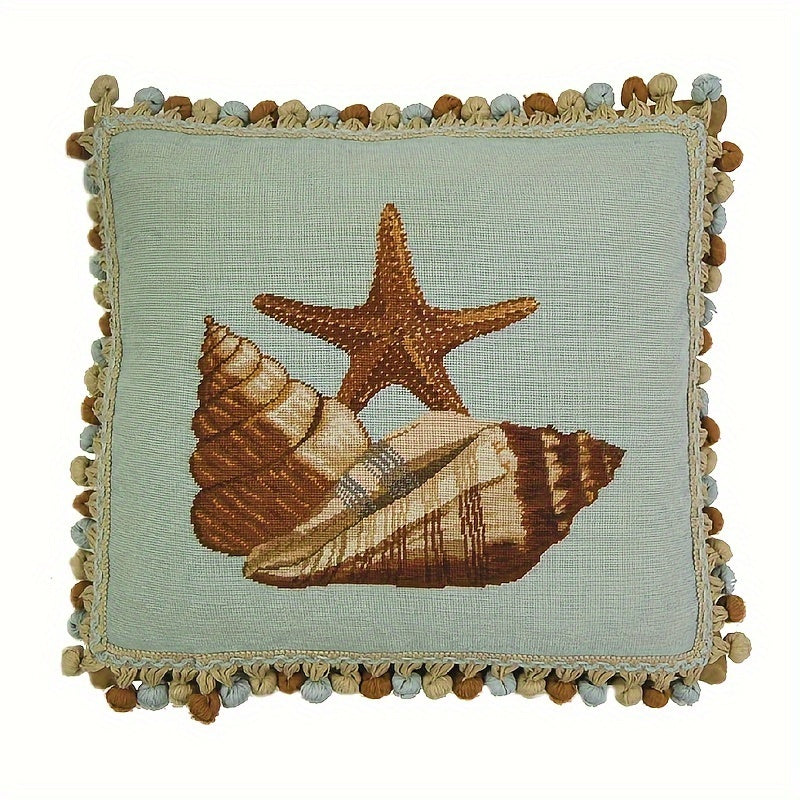 Decorative Needlepoint Hand-Embroidered Wool Throw Pillow