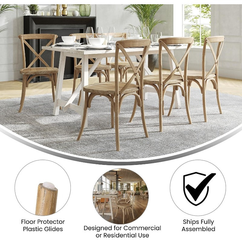 Heritage Cross-Back Dining Chair in Natural + White Grain by Chic Woods