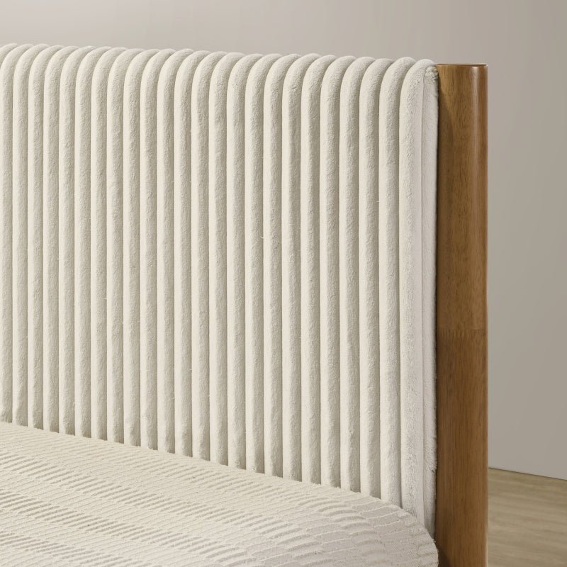 Hemsworth 5 - Piece Bedroom Set – Natural Wood Tone & Upholstered Comfort - solid wood furniture by Chic Woods