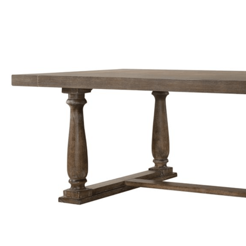 Benson Weathered Oak Dining Table - Farmhouse Charm, Expandable Design, Quick Assembly