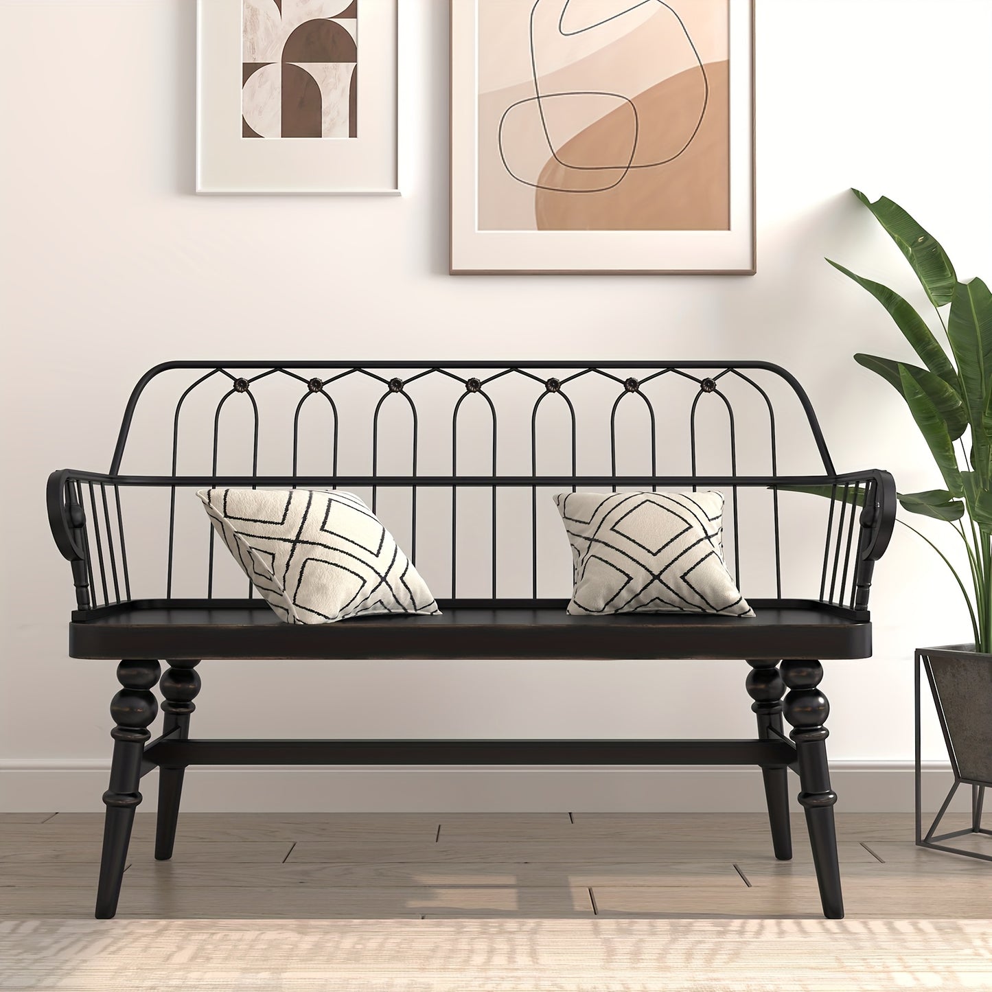 Farmhouse Spindle Back Wooden Bench