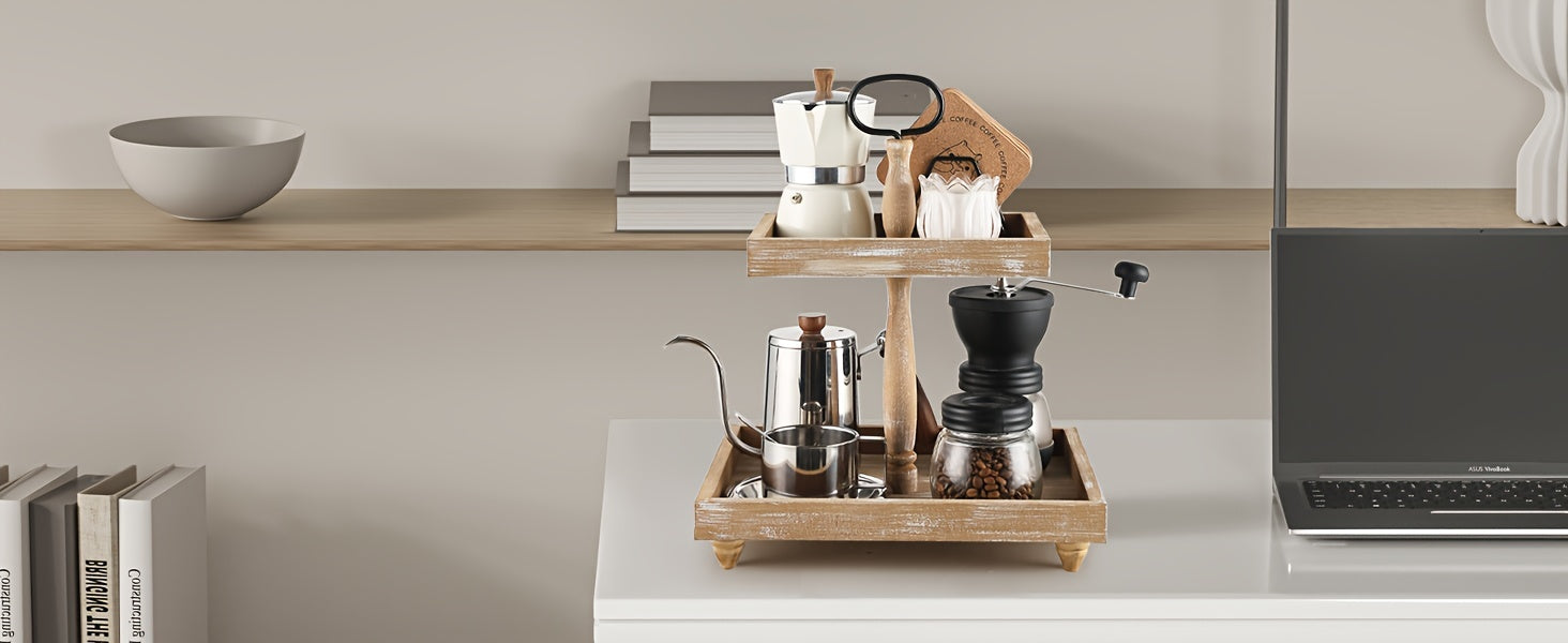 Farmhouse Wooden 2 Tiered Tray