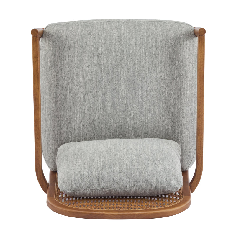 Mid-Century Walnut & Rattan Accent Chairs – Set of Two