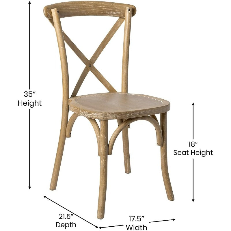 Heritage Cross-Back Dining Chair in Natural + White Grain by Chic Woods