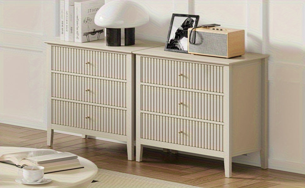 30″ Fluted Nightstand Collection — Sleek Storage Chests in Multiple Finishes