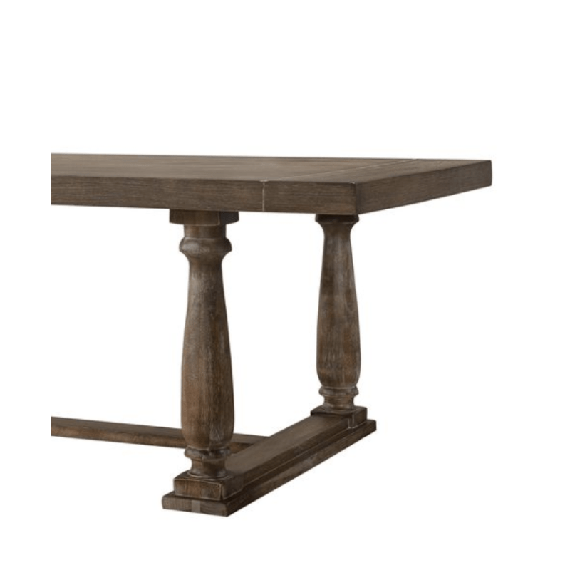 Benson Weathered Oak Dining Table - Farmhouse Charm, Expandable Design, Quick Assembly