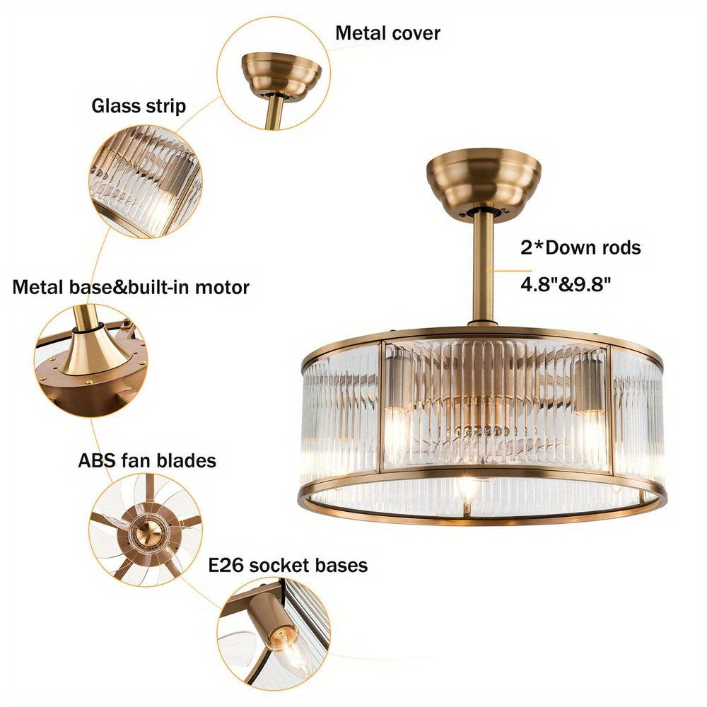 Aveline 5-Light Antique Gold Ceiling Fan Chandelier