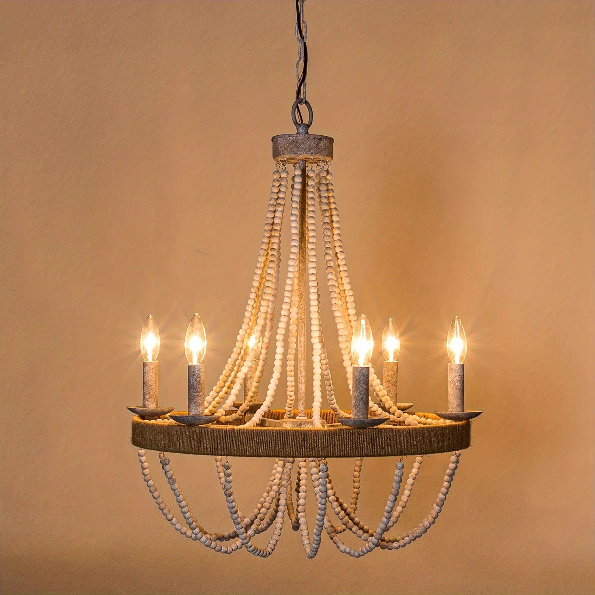 Rustic 4-Light Farmhouse Chandelier – Industrial Ceiling Light for Kitchen & Dining Room