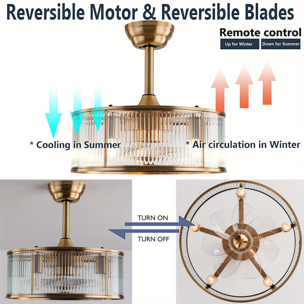 Aveline 5-Light Antique Gold Ceiling Fan Chandelier