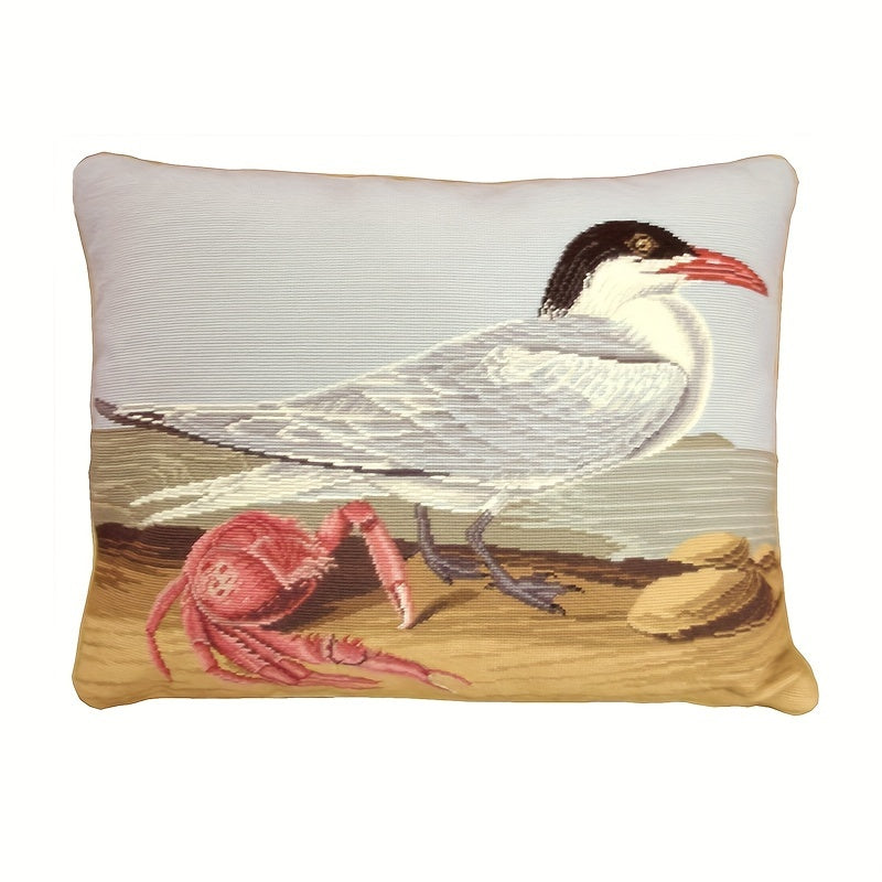 Decorative Needlepoint Hand-Embroidered Wool Throw Pillow