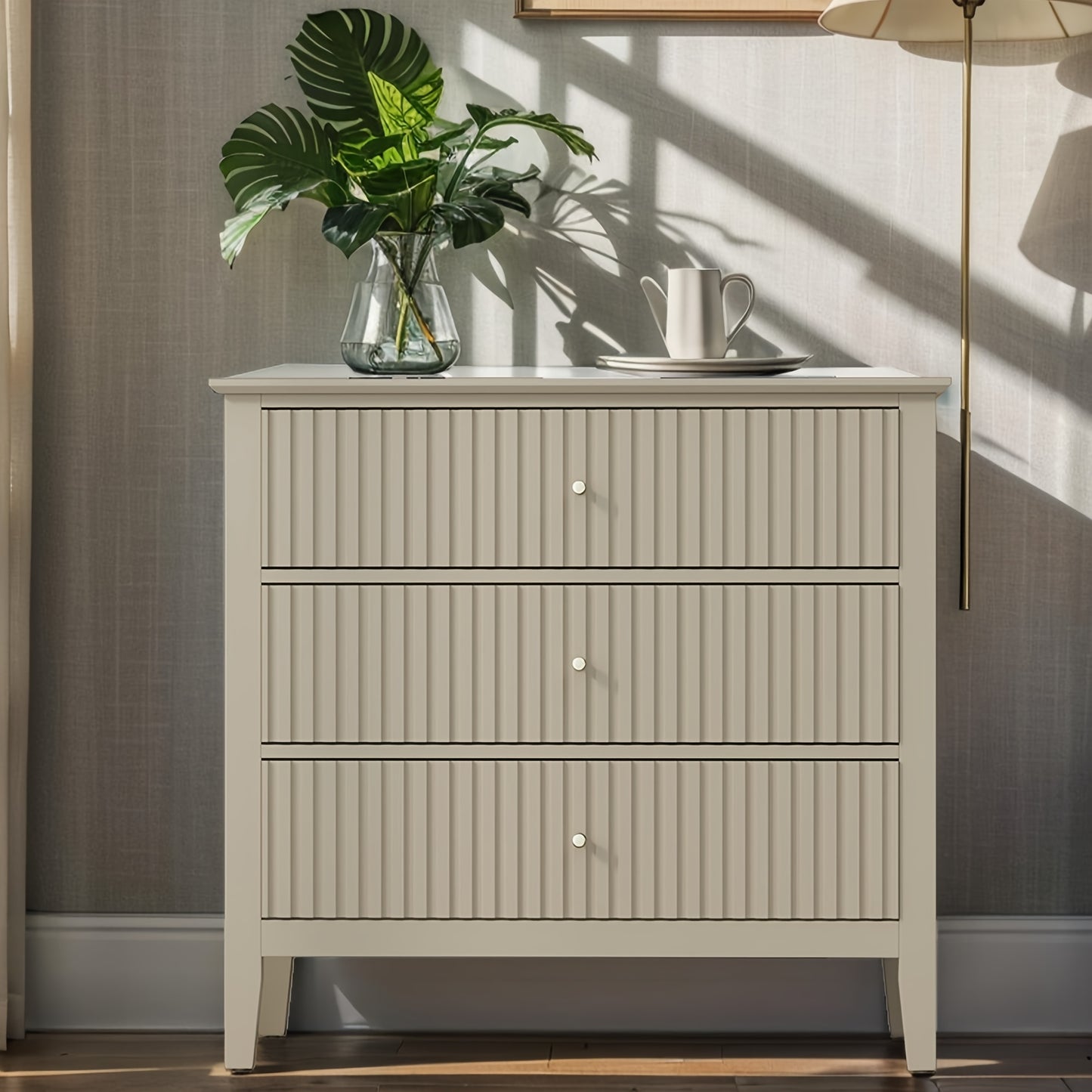 30″ Fluted Nightstand Collection — Sleek Storage Chests in Multiple Finishes