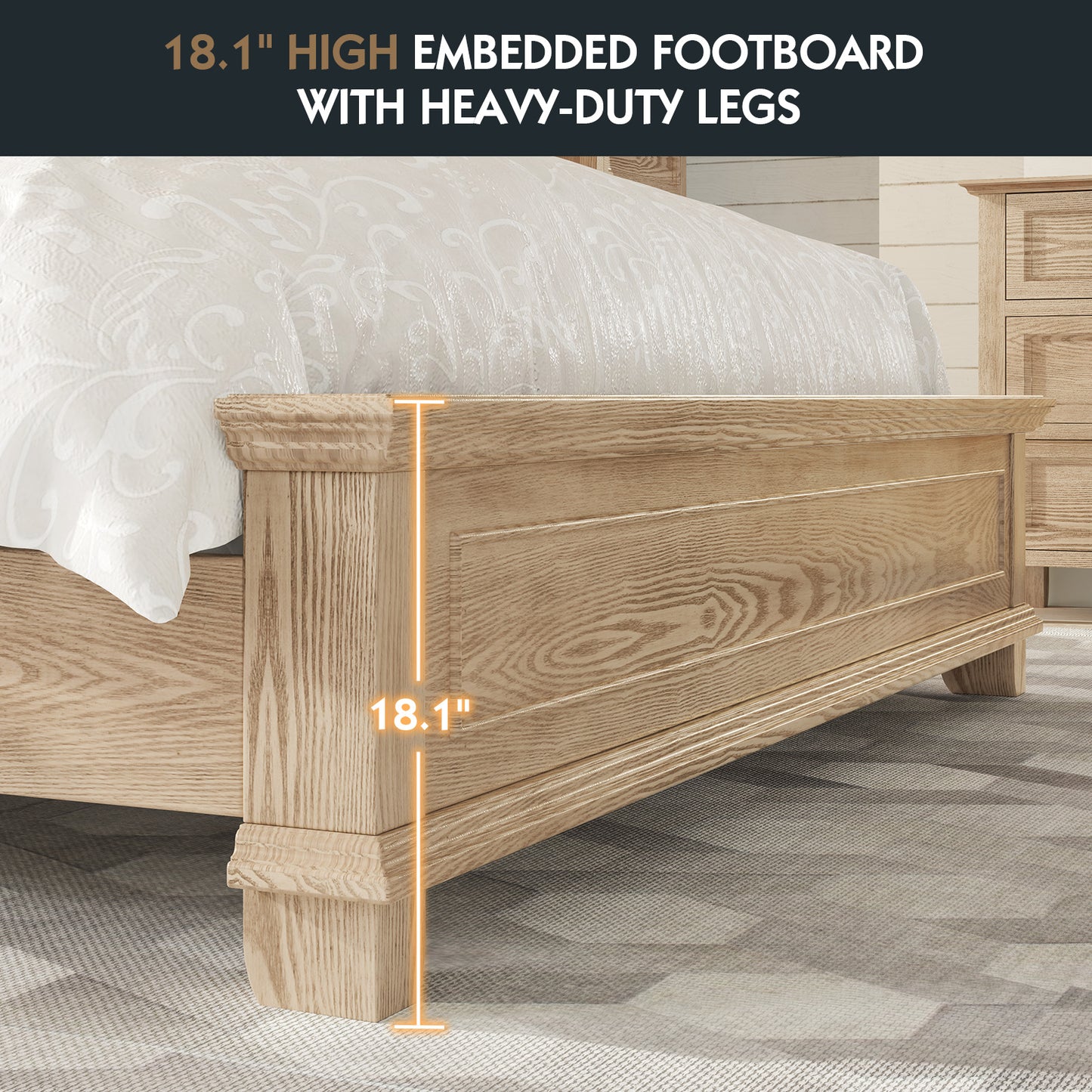 Monroe Mid - Century Upholstered Platform Bed – Solid Wood Frame - solid wood furniture by Chic Woods