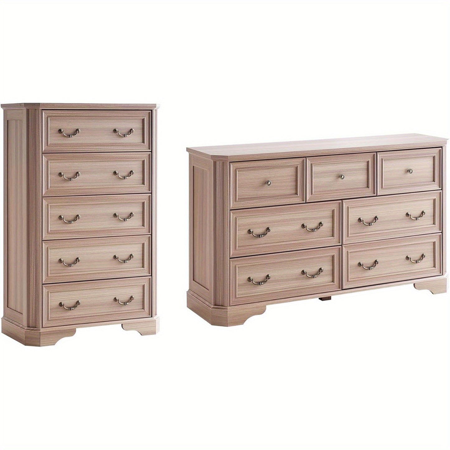 Ashford Farmhouse Dresser Set (2-Piece)
Includes 7-Drawer Long Dresser + 5-Drawer Tall Chest
