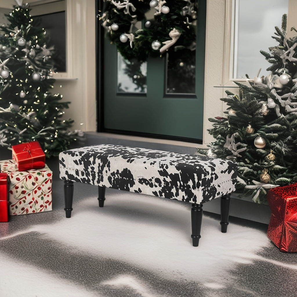 Cow Hide decorative accent bench